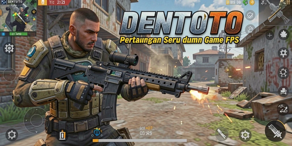Gameplay DENTOTO yang menampilkan aksi tembak-menembak seru.