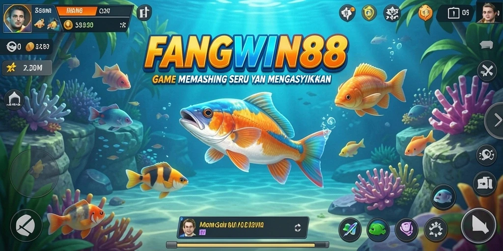 Screenshot gameplay FANGWIN88 menampilkan aksi seru saat memancing.