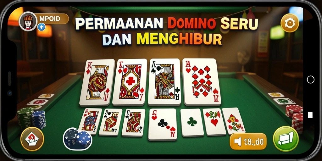 Screenshot gameplay MPOID yang menunjukkan suasana seru permainan domino.