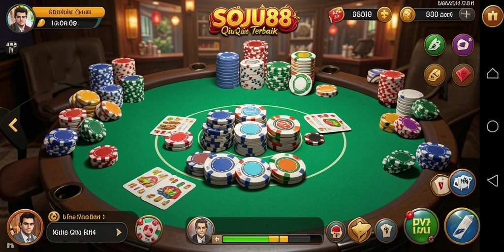 Screenshot gameplay SOJU88 yang menampilkan opsi permainan QiuQiu.