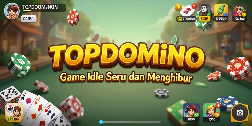 Screenshot gameplay utama TOPDOMINO dengan domino yang berinteraksi.