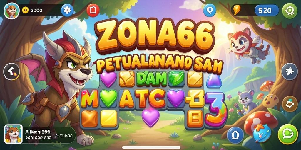 Screenshot gameplay ZONA66 dengan tantangan seru Match-3.